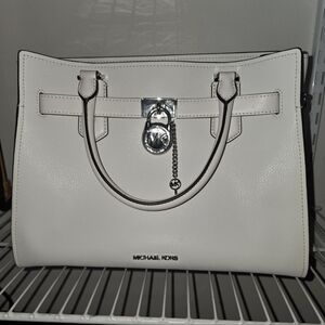 Michael Kors White Satchel with Silver Accents